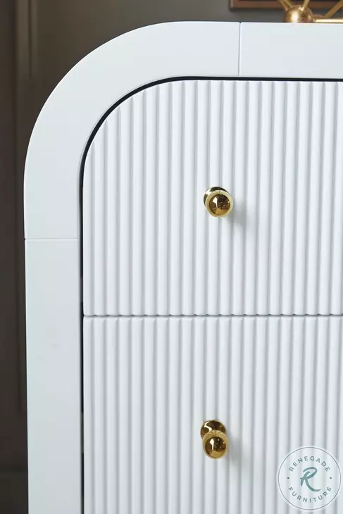 Valentina White Lacquer Waterfall Edge Chest