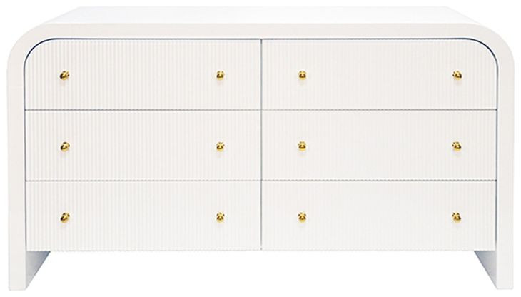 Valentina White Lacquer 6 Drawer Dresser
