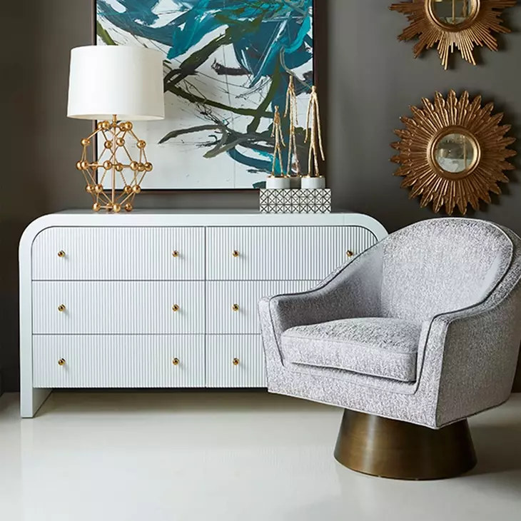 WONDERFUL WORLDワンダフルワールドフード付ピコフリルホワイトベスト Valentina White Lacquer Soft Close 6 Drawer Dresser With Fluted