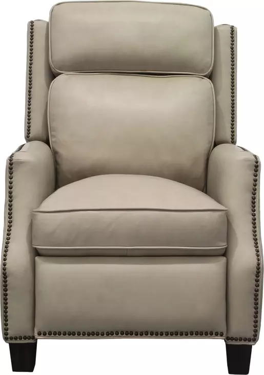 Van Buren Shoreham Cream Leather Push Thru The Arms Recliner with Nailhead Trim