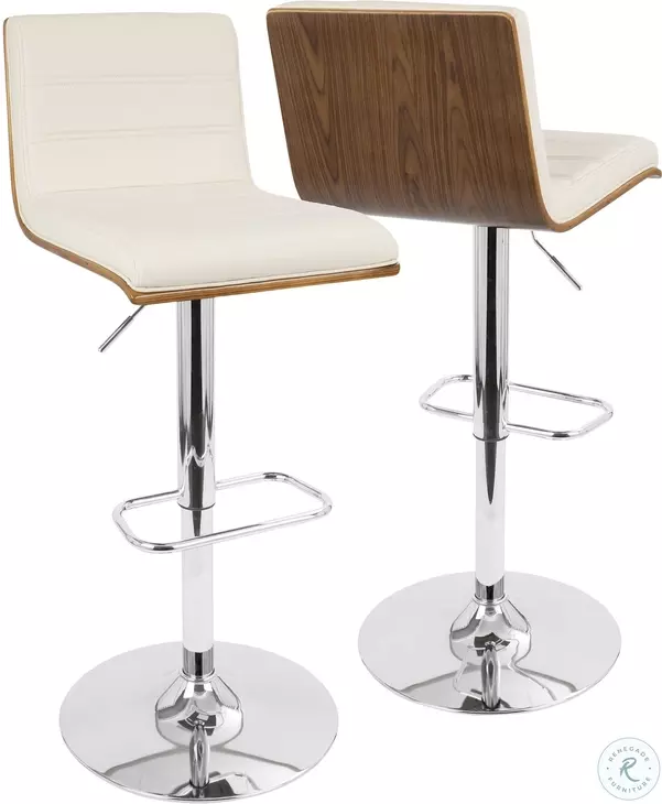 Vasari Walnut And Cream Adjustable Bar Stool