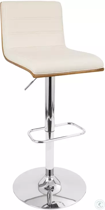 Vasari Walnut And Cream Adjustable Bar Stool