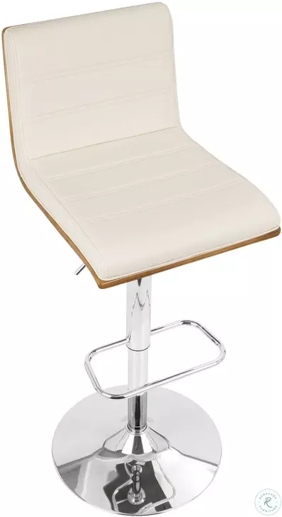 Vasari Walnut And Cream Adjustable Bar Stool