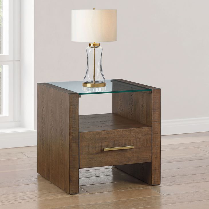 Garland Toffee Square Glass Top End Table