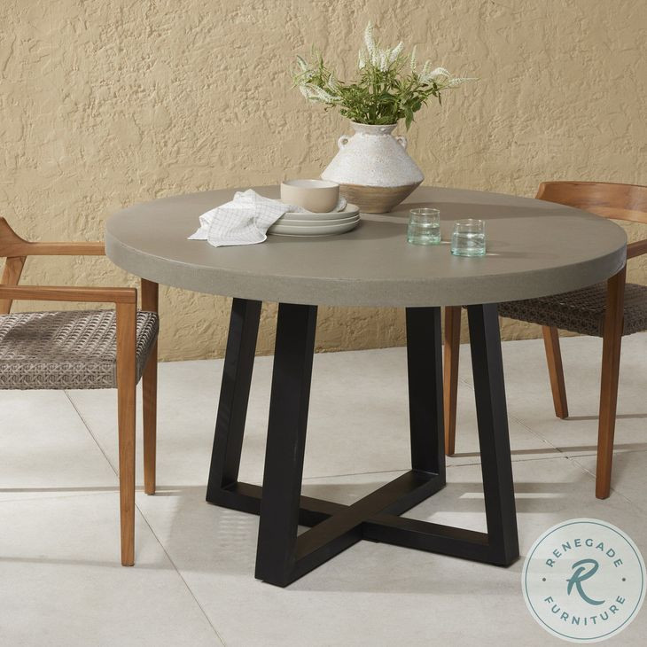 Cyrus Black Round 48" Outdoor Dining Table