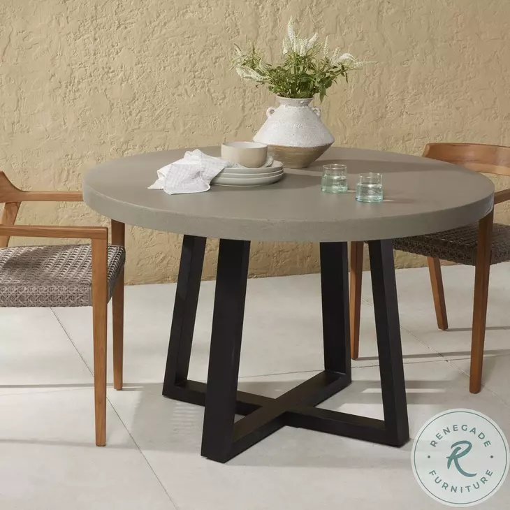 Cyrus Black Round 48" Outdoor Dining Table