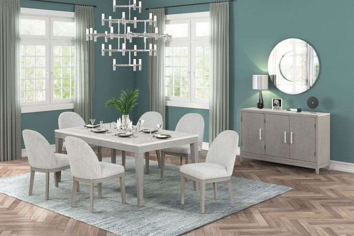 Essence White and Gray 70" Rectangular Marble Top Dining Table