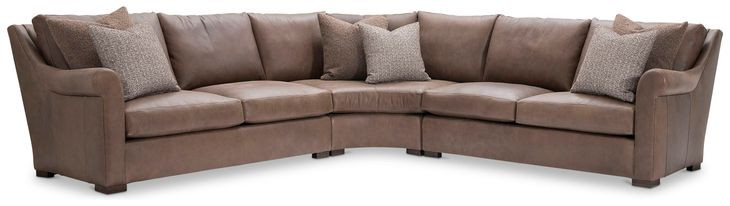 Keirnan Brown Leather 3 Piece Modular Sectional with Pillows