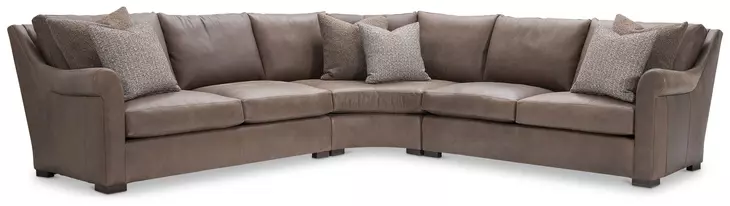 Keirnan Brown Leather 3 Piece Modular Sectional with Pillows