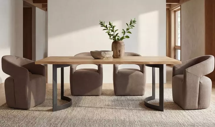Bent Natural and Black 78" Rectangular Dining Table