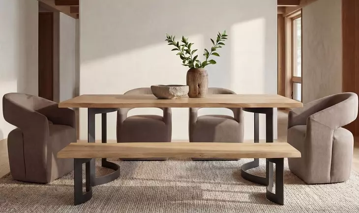 Bent Natural and Black Extra Small Dining Bench