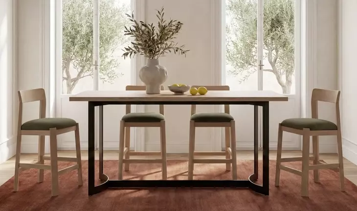 Bent Natural and Black 80" Rectangular Counter Height Table