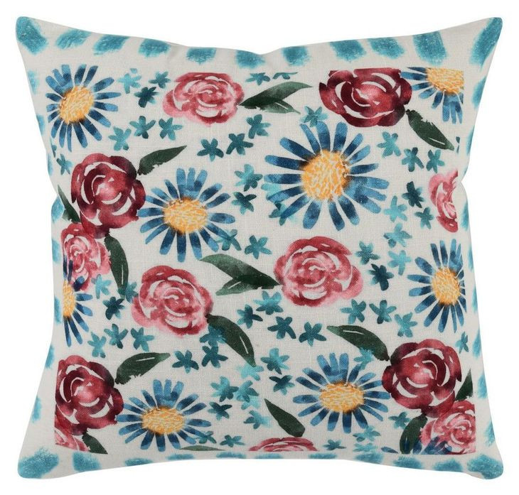 Verdant Samara Blue and Cream Square Accent Pillow Set of 2