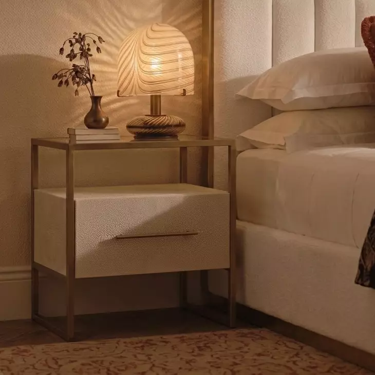Cymbria Cream And Antique Brass Nightstand From Artisan's Nook