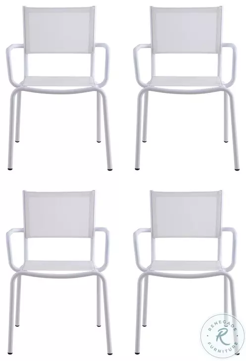 Ventura White Stackable Outdoor Arm Chair Set of 4