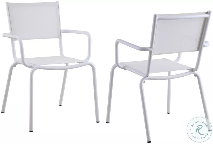 Ventura White Stackable Outdoor Arm Chair Set of 4
