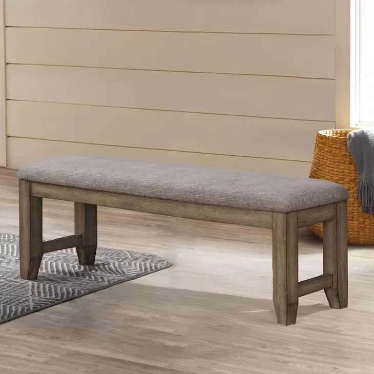 Harrisburg Gray Upholstered Dining Bench
