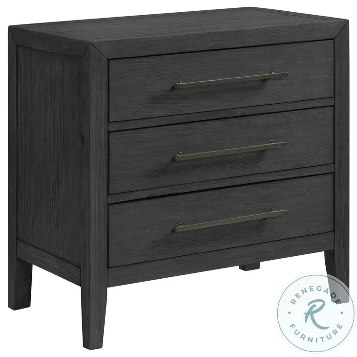 Armes Black 3 Drawer Nightstand