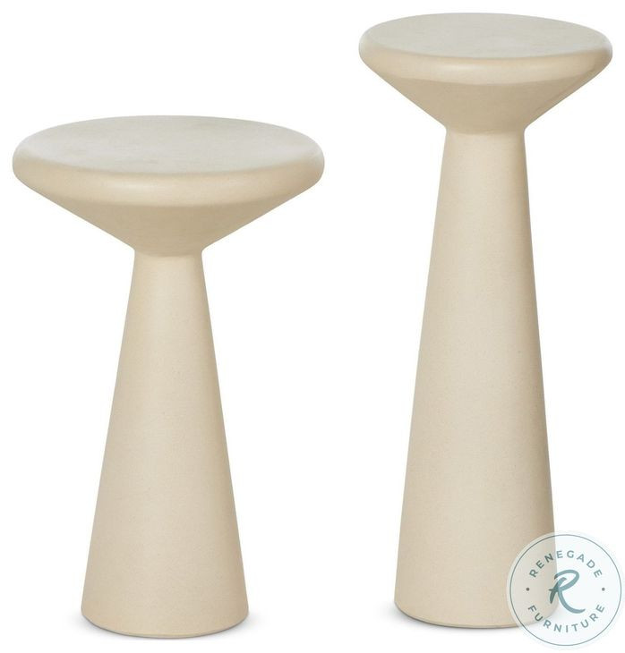 Ravine Parchment White Concrete Accent Tables Set Of 2