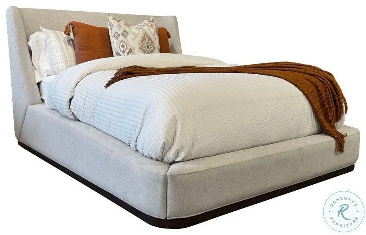 Seraphina Blanched Almond Upholstered Queen Panel Bed