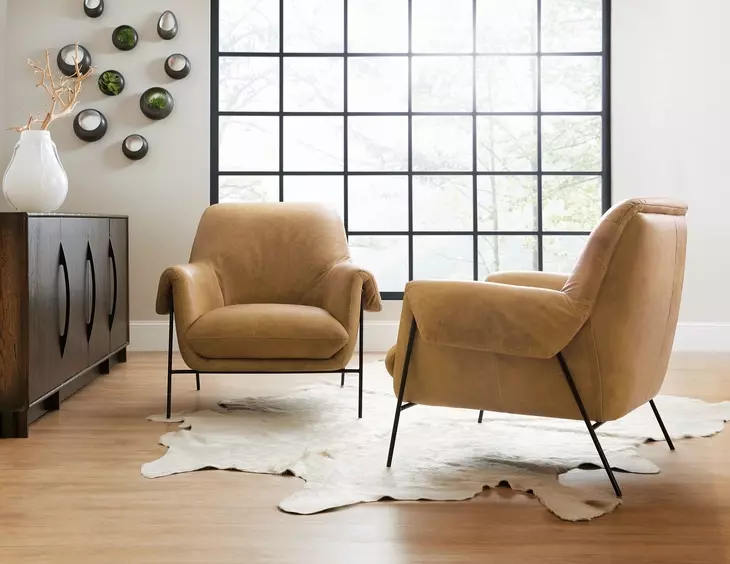 Ambroise Brown Leather Upholstered Club Chair