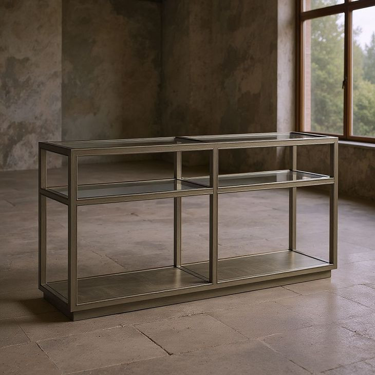 Glaze Quartz Rectangular Glass Top Console Table