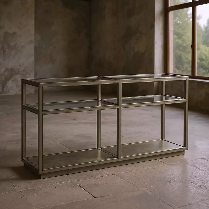 Glaze Quartz Rectangular Glass Top Console Table