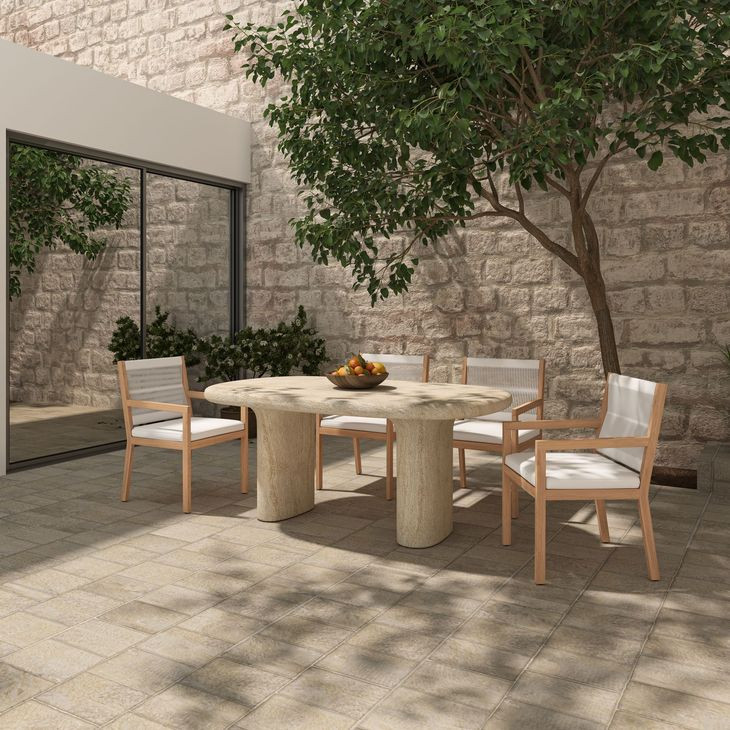 Warby Beige Outdoor 78" Oval Dining Table