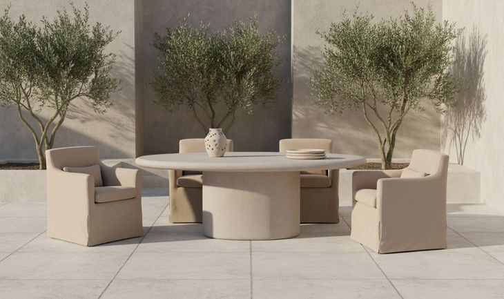 Frida Cream Outdoor Oval Dining Room Set