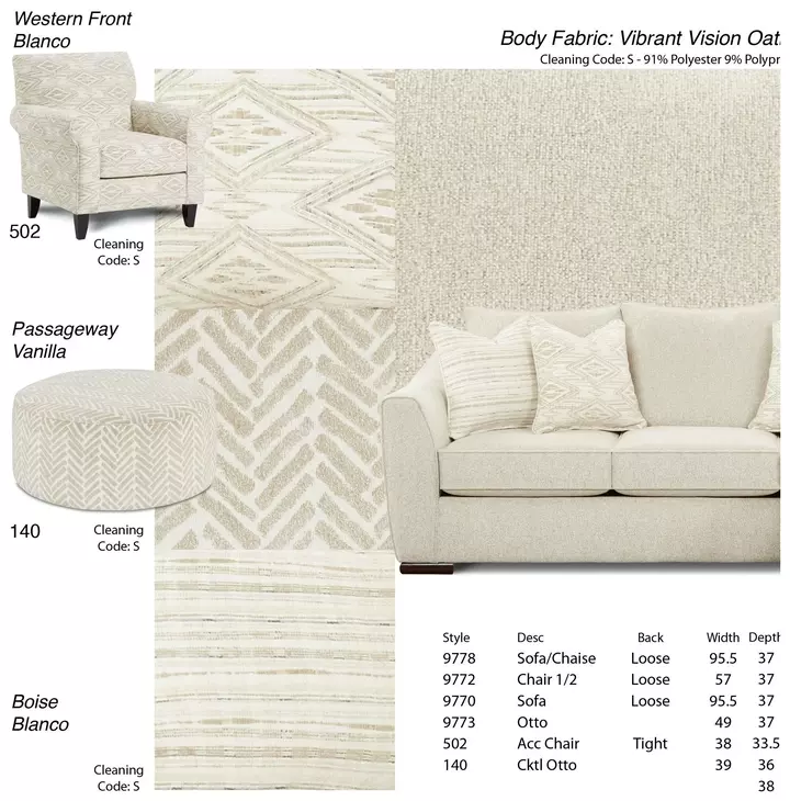 Vibrant Vision Oatmeal Upholstered Chair and A Half with Pillows