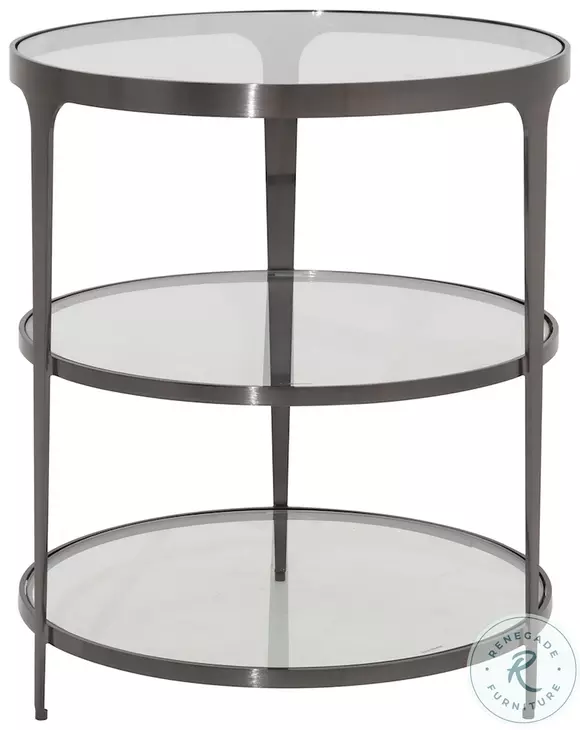 Vienna Gunmetal Three Tier Glass Top Round End Table