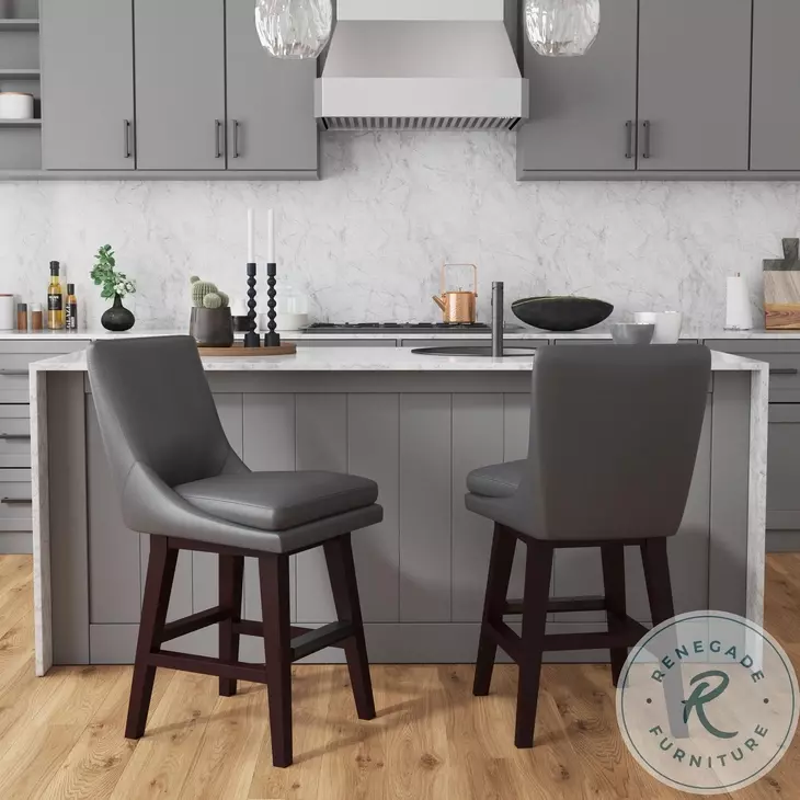 Charlie Pewter Counter Height Stool Set Of 2