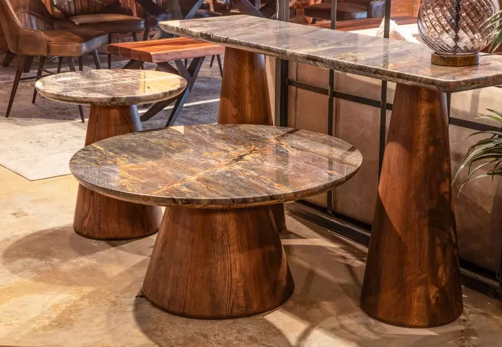 Caldera Dark Oak and Lava Marble Top Cocktail Table