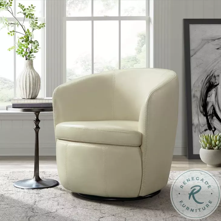 Zenith Cream Swivel Accent Chair