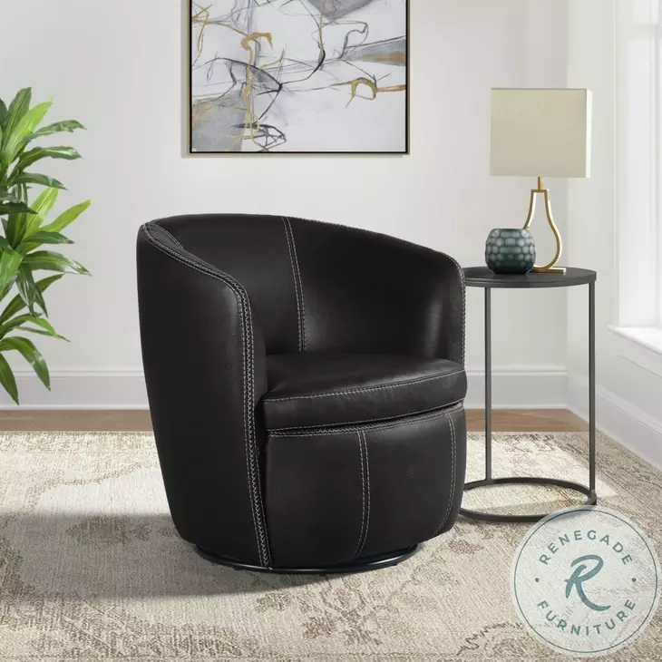 Zenith Black Swivel Accent Chair