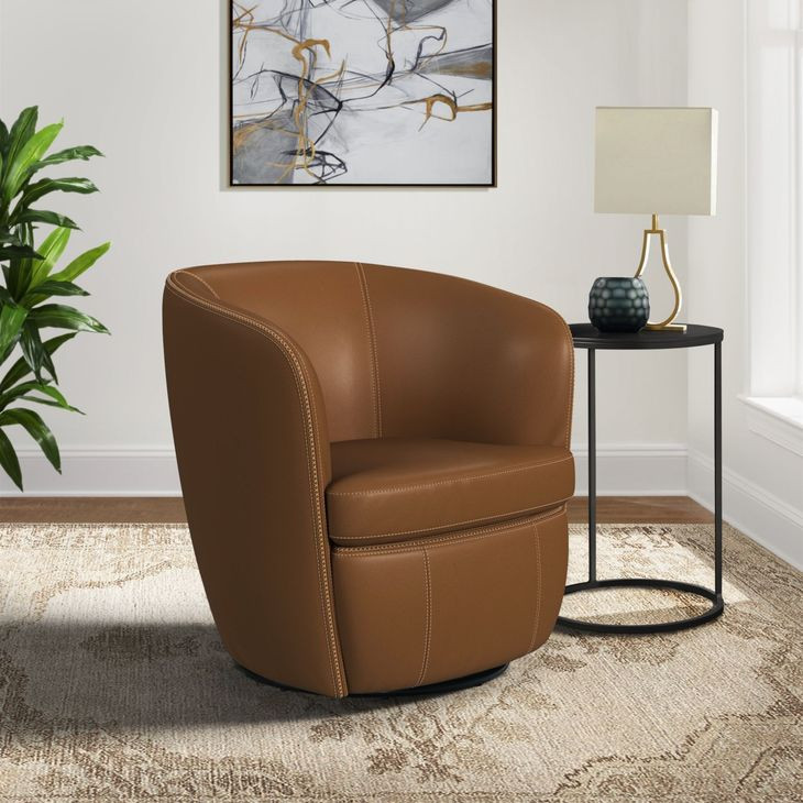 Zenith Tan Upholstered Swivel Chair