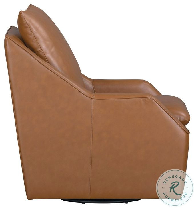 Asterwyn Steamboat Ecru Leather Swivel Accent Chair