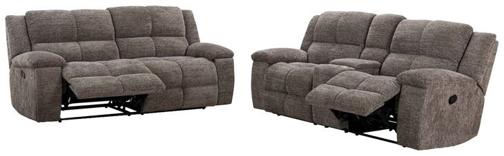 Buster Cabot Stone 86" Manual Reclining Loveseat with Console and USB Charging