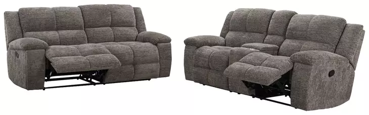 Branton Cabot Stone 86" Manual Reclining Loveseat with Console and USB Charging