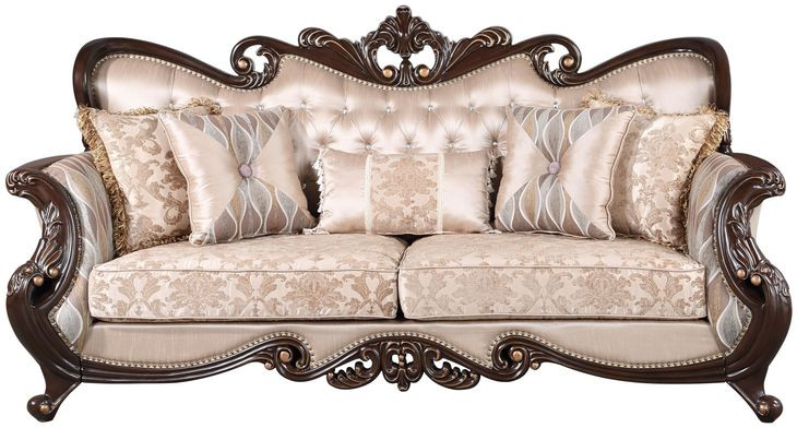 Constantine Beige 95" Sofa with Nailhead Trim