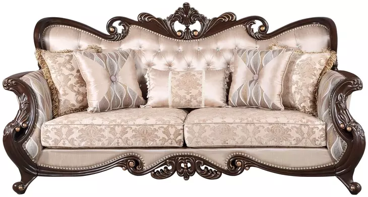 Constantine Beige 95" Sofa with Nailhead Trim