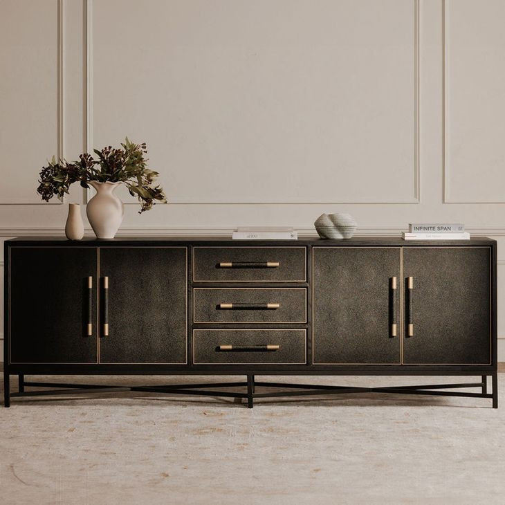 Mako Black 4 Door Large Sideboard