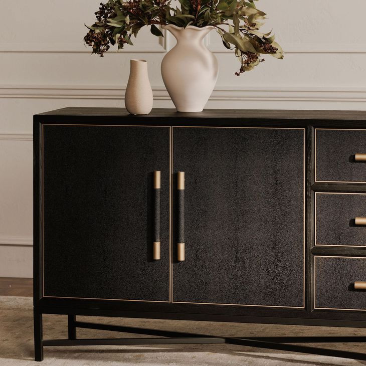 Mako Black 4 Door Large Sideboard