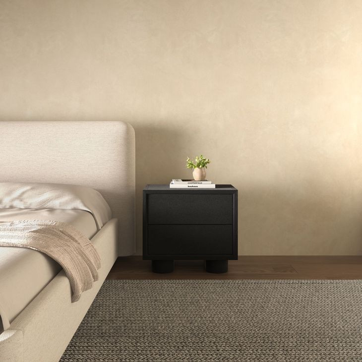 Marcelle Black 2 Drawer Nightstand