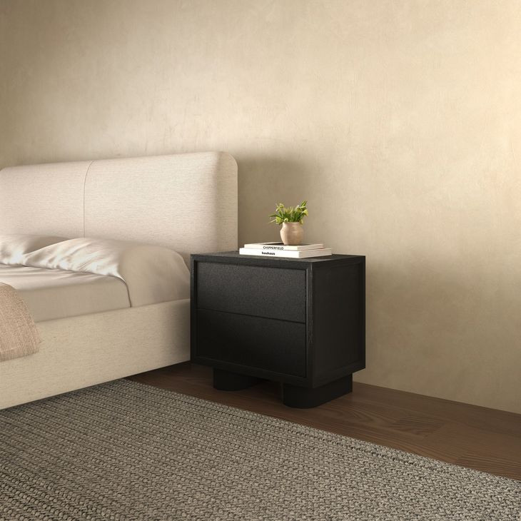 Marcelle Black 2 Drawer Nightstand