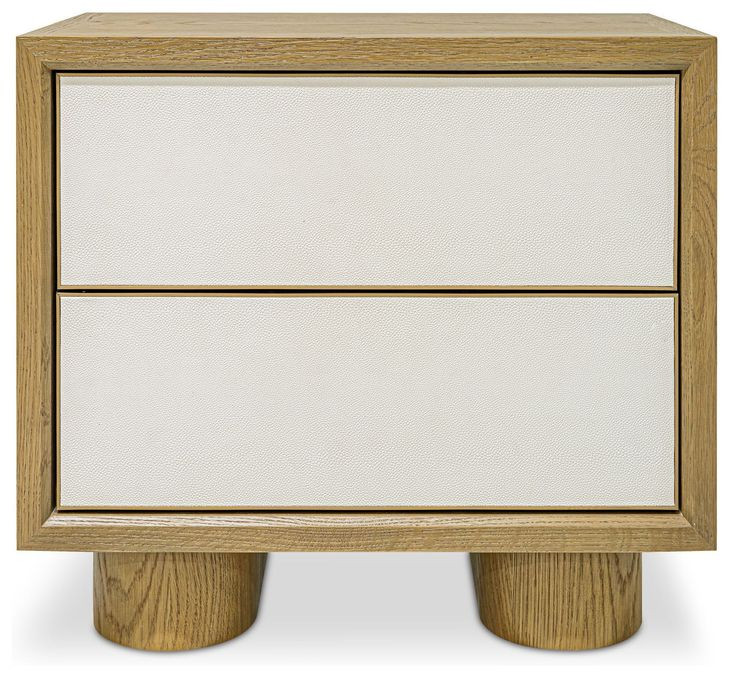 Marcelle White and Brown 2 Drawer Nightstand