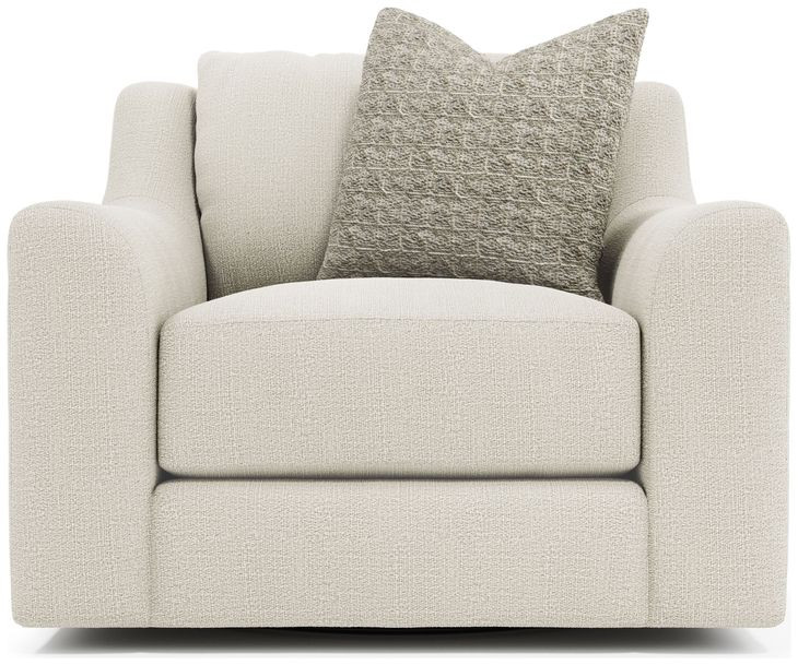 Gabi Beige Upholstered Swivel Chair with Pillow