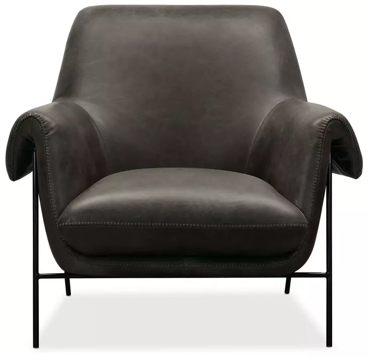 Ambroise Gray Leather Upholstered Club Chair