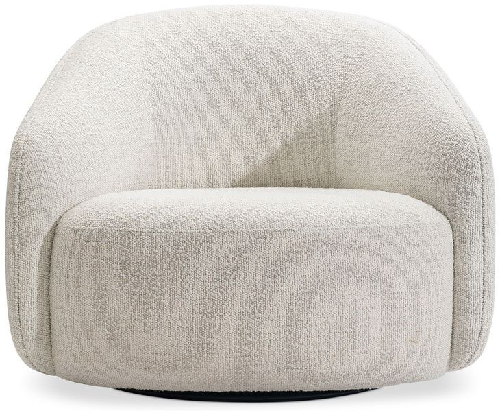 Devon White Upholstered Swivel Accent Chair