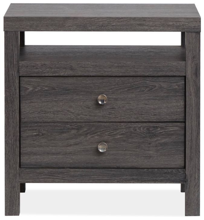 Merrifield Raisin Black 2 Drawer Nightstand with USB Charging